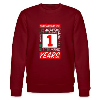 Kinder 1 Jahre Geburtstag Monate Stunden - Stanley/Stella Unisex Bio-Sweatshirt CHANGER  - Burgunderrot - Vorne - Nik (191cm) & Marisol (170cm)