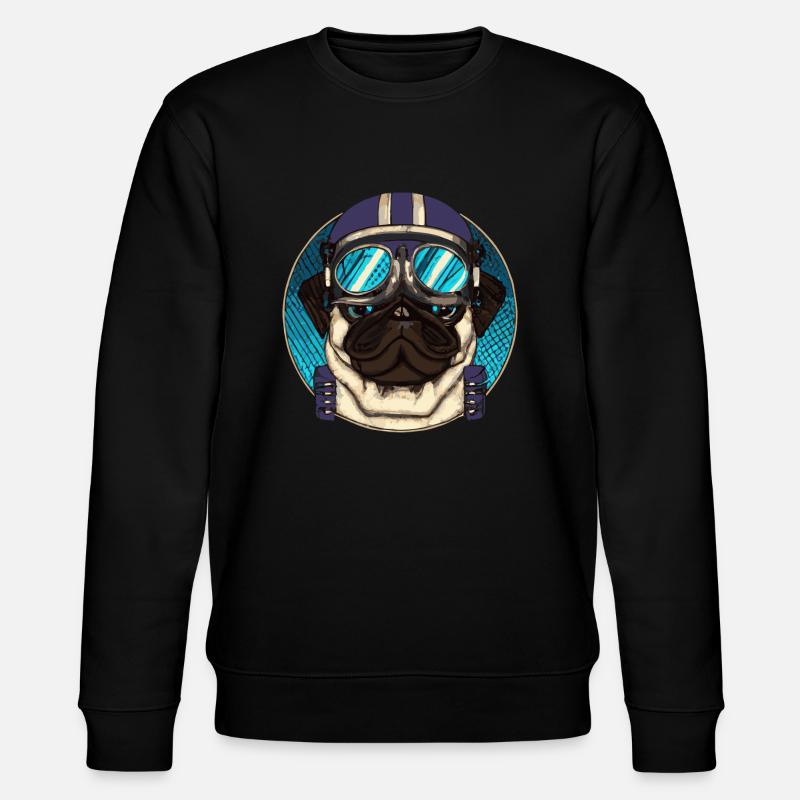 Retro Pug Pilot Dog Puppy - Sweat bio CHANGER Stanley/Stella Unisexe - noir