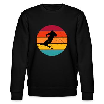 Ski Jumping Damen Ski Freestyle Slopestyle - Stanley/Stella Unisex Bio-Sweatshirt CHANGER  - Schwarz - Vorne - Nik (191cm) & Marisol (170cm)