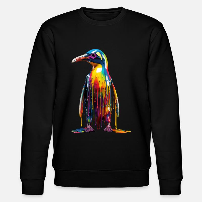 Rainbow Penguin - Stanley/Stella CHANGER Unisex Organic Sweatshirt - black