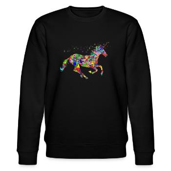Einhorn,Tier, - Stanley/Stella Unisex Bio-Sweatshirt CHANGER  - Schwarz - Vorne - Nik (191cm) & Marisol (170cm)