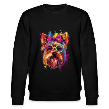 Niedliches Yorkshire-Terrier-Mädchen-Hundedesign - Stanley/Stella Unisex Bio-Sweatshirt CHANGER  - Schwarz - Vorne - Nik (191cm) & Marisol (170cm)