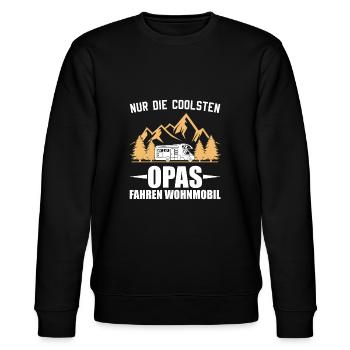 Campervan Wohnmobil Camper Opa Geschenk - Stanley/Stella Unisex Bio-Sweatshirt CHANGER  - Schwarz - Vorne - Nik (191cm) & Marisol (170cm)