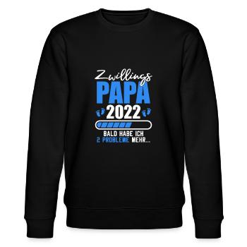 Schwangerschaft Zwillinge Werdender Papa 2022 - Stanley/Stella Unisex Bio-Sweatshirt CHANGER  - Schwarz - Vorne - Nik (191cm) & Marisol (170cm)