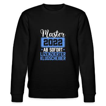Masterarbeit 2022 Uni Absolvent Studium Master - Stanley/Stella Unisex Bio-Sweatshirt CHANGER  - Schwarz - Vorne - Nik (191cm) & Marisol (170cm)