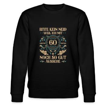 60er 60 Jahre Papa 60. Geburtstag Geschenk - Stanley/Stella Unisex Bio-Sweatshirt CHANGER  - Schwarz - Vorne - Nik (191cm) & Marisol (170cm)