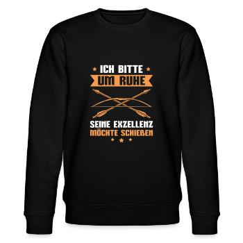 Bogensport Seine Exzellenz will Bogenschießen - Stanley/Stella Unisex Bio-Sweatshirt CHANGER  - Schwarz - Vorne - Nik (191cm) & Marisol (170cm)
