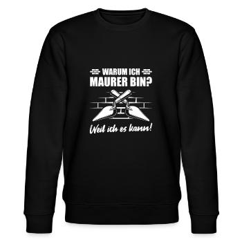 Maurer Weil ich es kann Maurermeister - Stanley/Stella Unisex Bio-Sweatshirt CHANGER  - Schwarz - Vorne - Nik (191cm) & Marisol (170cm)