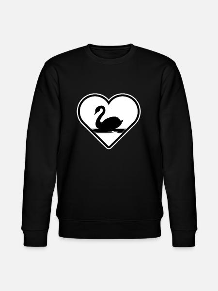 Svan "Svan i hjärtat" kär i naturen vid Svansjön - Ekologisk sweatshirt CHANGER unisex från Stanley/Stella - svart