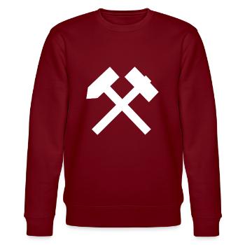 Hammers mining ore mountains Ruhr area tradition - Stanley/Stella CHANGER Unisex Organic Sweatshirt - burgundy - Front - Nik (191cm) & Marisol (170cm)