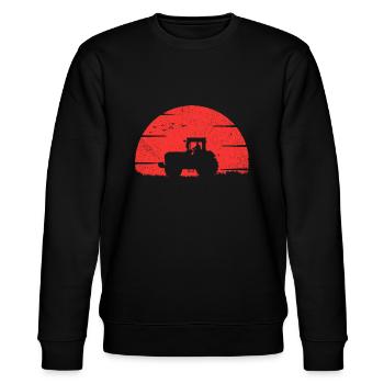 Traktor-Silhouette vor japanischem Sonnenuntergang - Stanley/Stella Unisex Bio-Sweatshirt CHANGER  - Schwarz - Vorne - Nik (191cm) & Marisol (170cm)