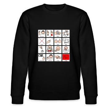 Minivokabular „Was zusammen machen” - Stanley/Stella Unisex Bio-Sweatshirt CHANGER  - Schwarz - Vorne - Nik (191cm) & Marisol (170cm)