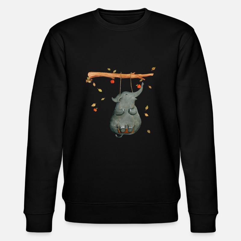 Elefant auf der Schaukel - Stanley/Stella Unisex Bio-Sweatshirt CHANGER  - Schwarz