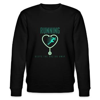 Running Running keeps the doctor away - Stanley/Stella CHANGER Unisex Organic Sweatshirt - black - Front - Nik (191cm) & Marisol (170cm)
