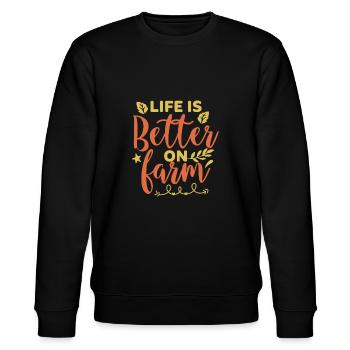 Das Leben ist besser auf einem Bauernhof - Stanley/Stella Unisex Bio-Sweatshirt CHANGER  - Schwarz - Vorne - Nik (191cm) & Marisol (170cm)