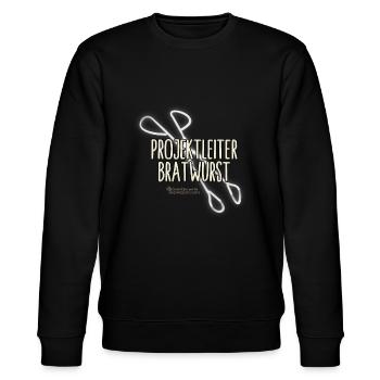 Grill T-Shirt Projektleiter Bratwurst Grillzange - Stanley/Stella Unisex Bio-Sweatshirt CHANGER  - Schwarz - Vorne - Nik (191cm) & Marisol (170cm)