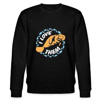 Ich liebe Manatees, Dugong im Fischekreis - Stanley/Stella Unisex Bio-Sweatshirt CHANGER  - Schwarz - Vorne - Nik (191cm) & Marisol (170cm)