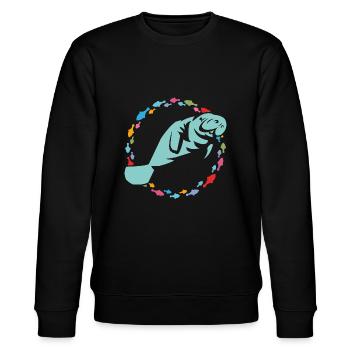 Ich liebe Manatees - Stanley/Stella Unisex Bio-Sweatshirt CHANGER  - Schwarz - Vorne - Nik (191cm) & Marisol (170cm)
