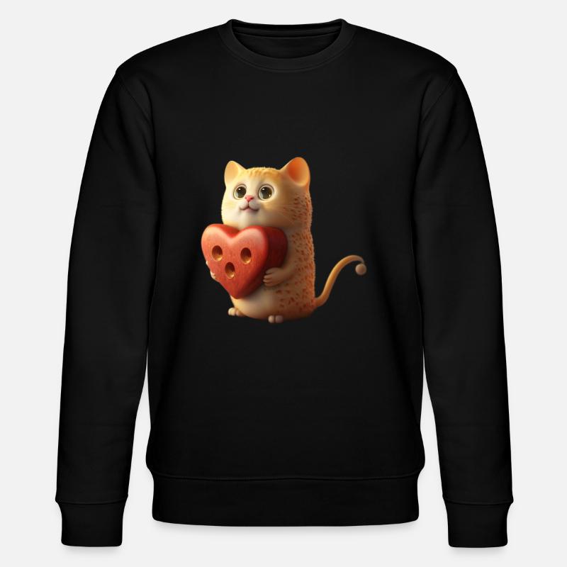 Katze Herz Tier - Stanley/Stella Unisex Bio-Sweatshirt CHANGER  - Schwarz