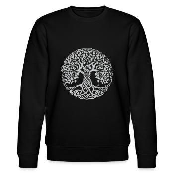 Celtic Gaelic Tree of Life - Stanley/Stella CHANGER Unisex Organic Sweatshirt - black - Front - Nik (191cm) & Marisol (170cm)