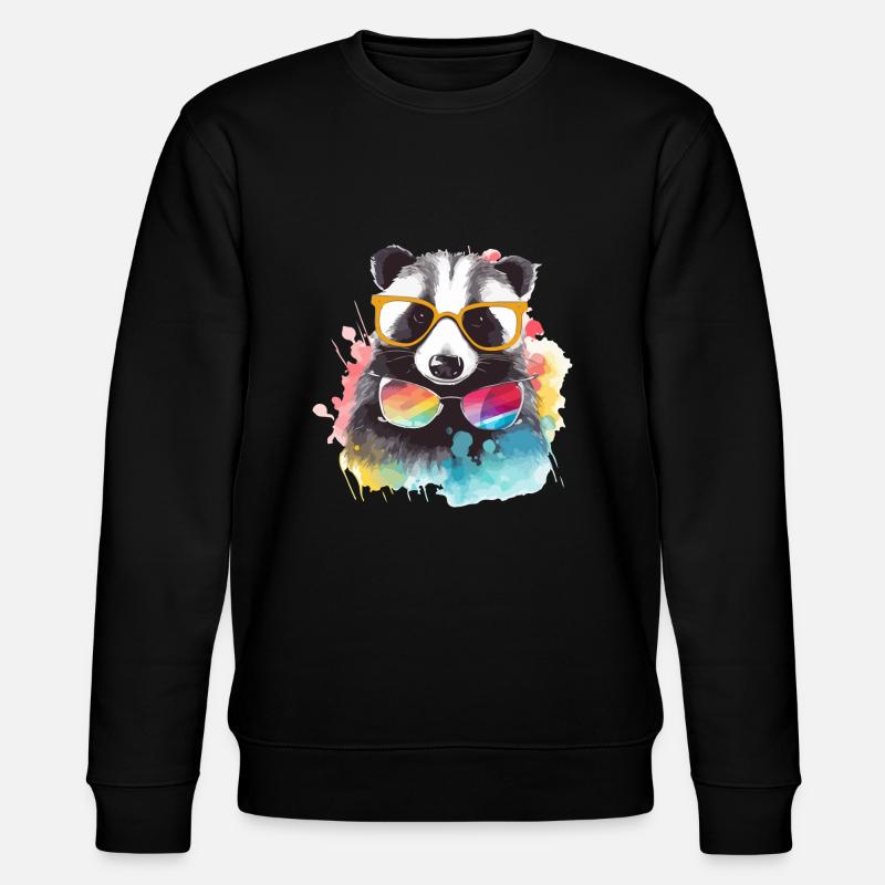 Iko der Waschbär - Stanley/Stella Unisex Bio-Sweatshirt CHANGER  - Schwarz