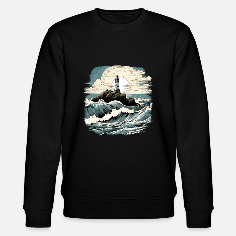Bretonischer Leuchtturm Nr. 2 - Stanley/Stella Unisex Bio-Sweatshirt CHANGER  - Schwarz