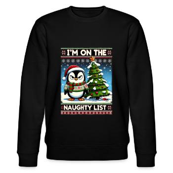 Anti Weihnachten grumpy Pinguin Weihnachtsmuffel - Stanley/Stella Unisex Bio-Sweatshirt CHANGER  - Schwarz - Vorne - Nik (191cm) & Marisol (170cm)