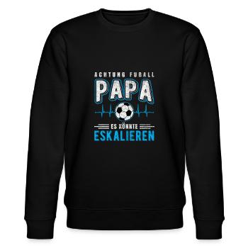 Fußball Papa Es Könnte Eskalieren Papi Vater - Stanley/Stella Unisex Bio-Sweatshirt CHANGER  - Schwarz - Vorne - Nik (191cm) & Marisol (170cm)