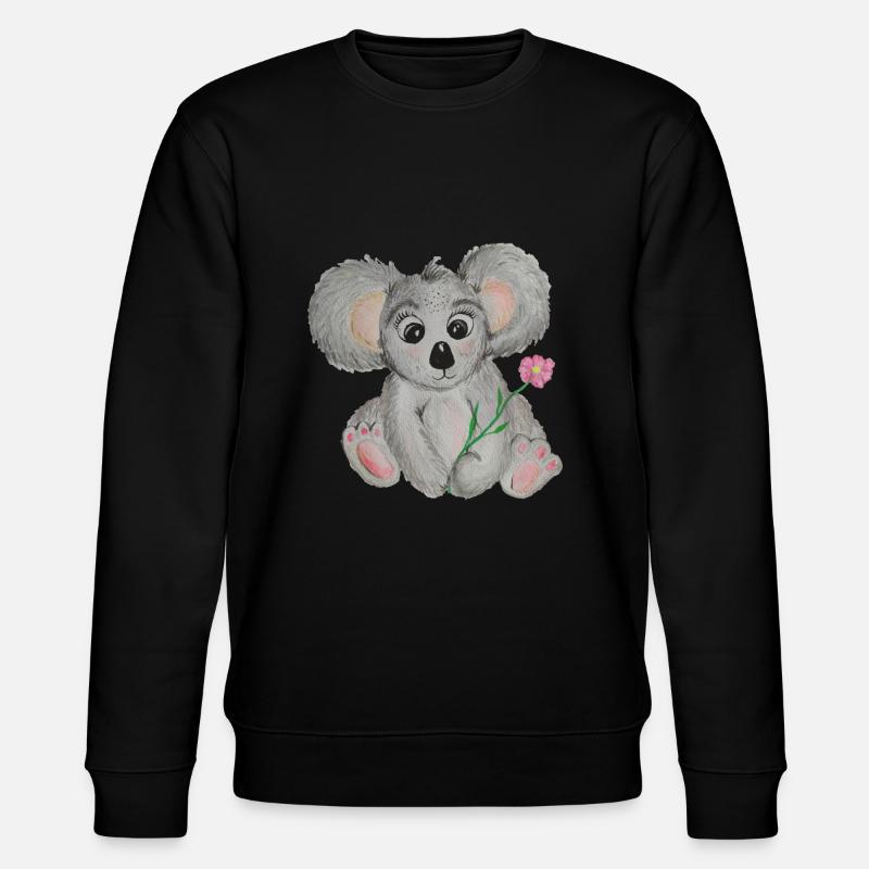 Koala mit Blume - Stanley/Stella Unisex Bio-Sweatshirt CHANGER  - Schwarz