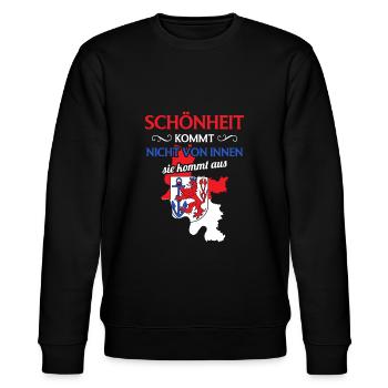 Düsseldorf Wappen Landeshauptstadt NRW Düsseldorf - Stanley/Stella Unisex Bio-Sweatshirt CHANGER  - Schwarz - Vorne - Nik (191cm) & Marisol (170cm)