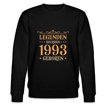 1993 Jahrgang 30er 30. Geburtstag Geschenkidee - Stanley/Stella Unisex Bio-Sweatshirt CHANGER  - Schwarz - Vorne - Nik (191cm) & Marisol (170cm)