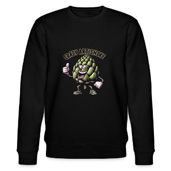 Crazy Veggies: Artichoke Thumbs Up - Stanley/Stella Unisex Bio-Sweatshirt CHANGER  - Schwarz - Vorne - Nik (191cm) & Marisol (170cm)