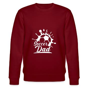 THE SOCCER DAD, Soccer Dad Gift, Proud Soccer Dad - Stanley/Stella CHANGER Unisex Organic Sweatshirt - burgundy - Front - Nik (191cm) & Marisol (170cm)