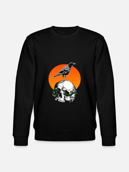 Skull Skeleon Crow - Stanley/Stella CHANGER Unisex Organic Sweatshirt - black