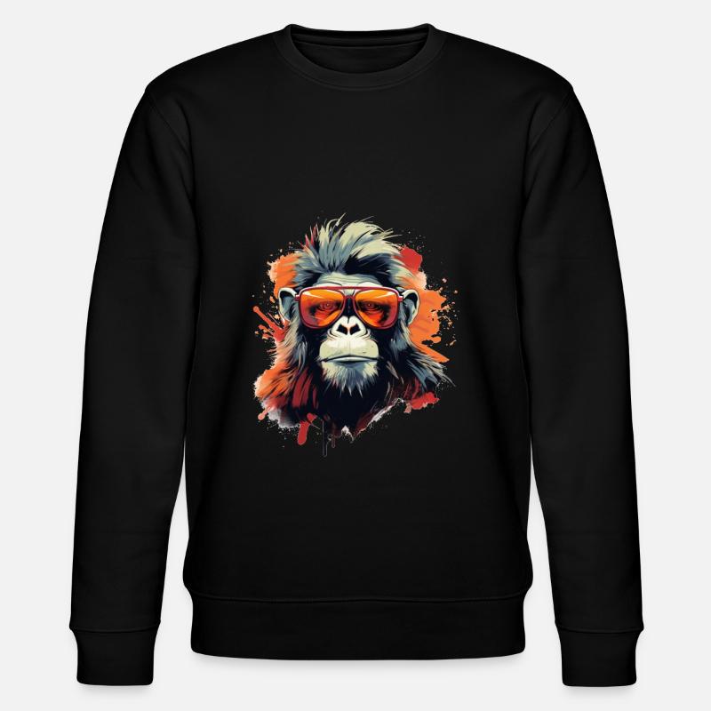 Cool party monkey avec des lunettes de soleil - Sweat bio CHANGER Stanley/Stella Unisexe - noir