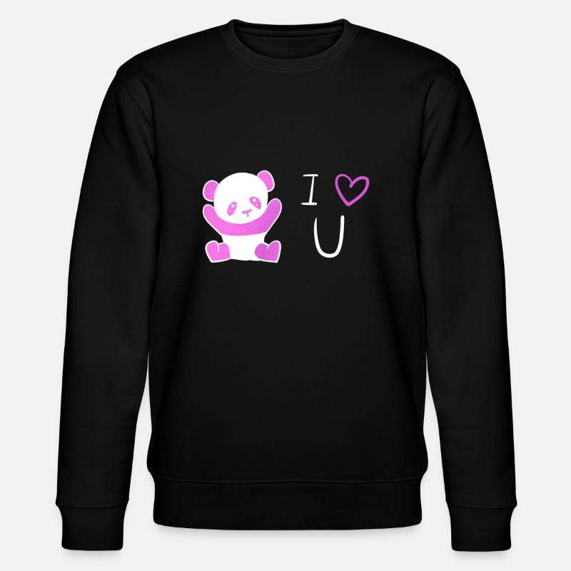 pinker panda ich liebe dich - Stanley/Stella Unisex Bio-Sweatshirt CHANGER - Schwarz