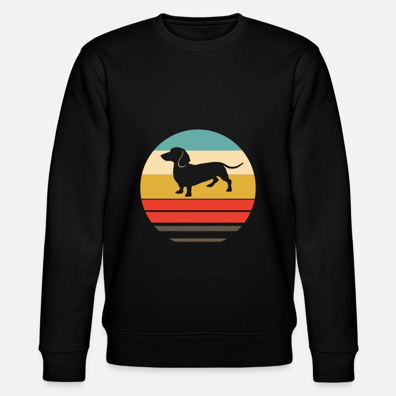 Retro Dackel Geschenk - Stanley/Stella Unisex Bio-Sweatshirt CHANGER  - Schwarz