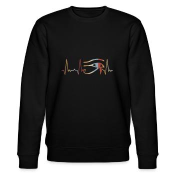 Heartbeat Eye Of Horus - Stanley/Stella CHANGER Unisex Organic Sweatshirt - black - Front - Nik (191cm) & Marisol (170cm)