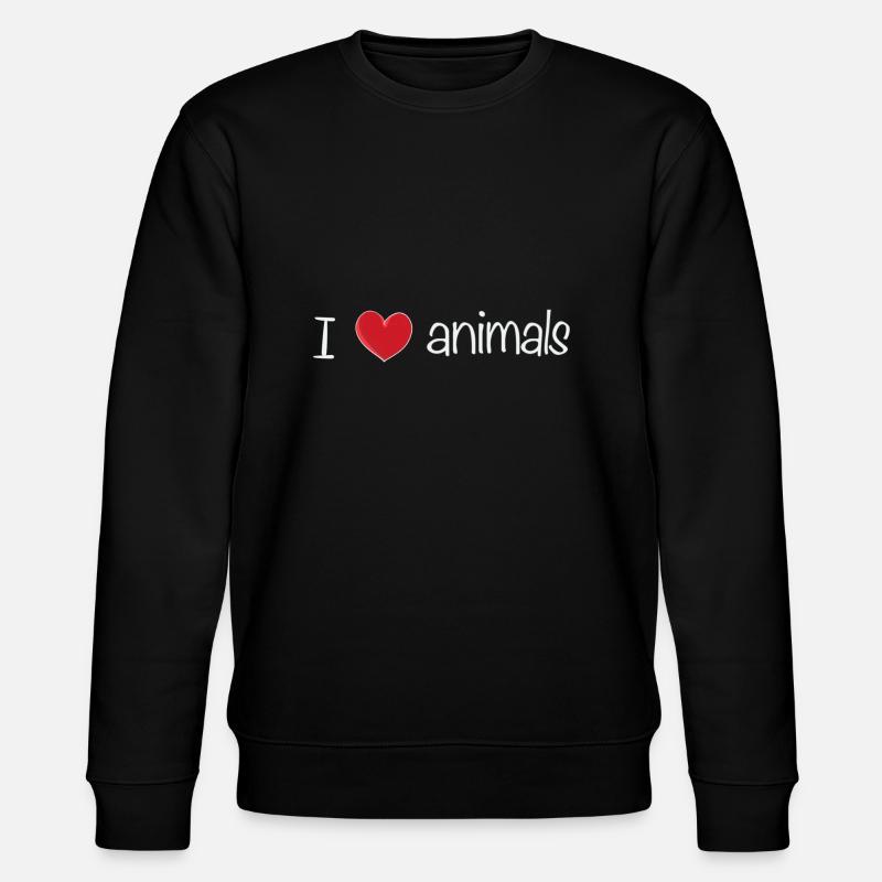 I love animals text - Stanley/Stella CHANGER Unisex Organic Sweatshirt - black