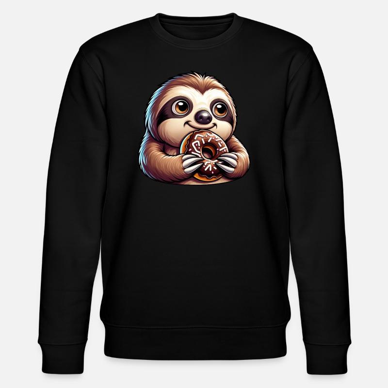 Sloth Cartoon Donut Candy Funny - Stanley/Stella CHANGER Unisex Organic Sweatshirt - black