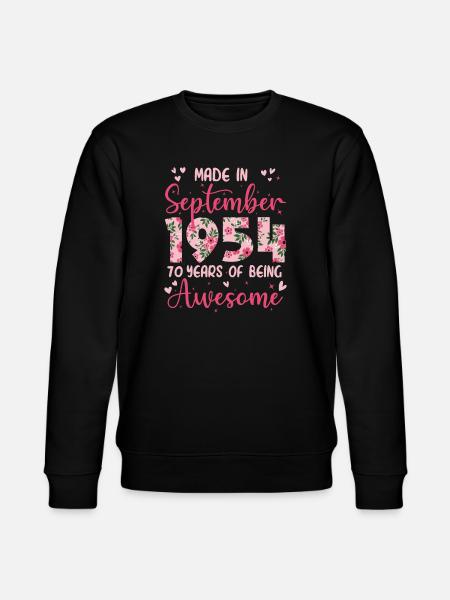 September 1954 Women's 70th Anniversary - Stanley/Stella CHANGER Unisex Organic Sweatshirt - black