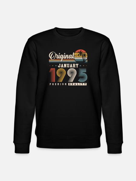 Alkuperäinen tammikuu 1995 Vintage Retro syntymäpäivä - Stanley/Stella CHANGER unisex luomu-collegepaita - musta