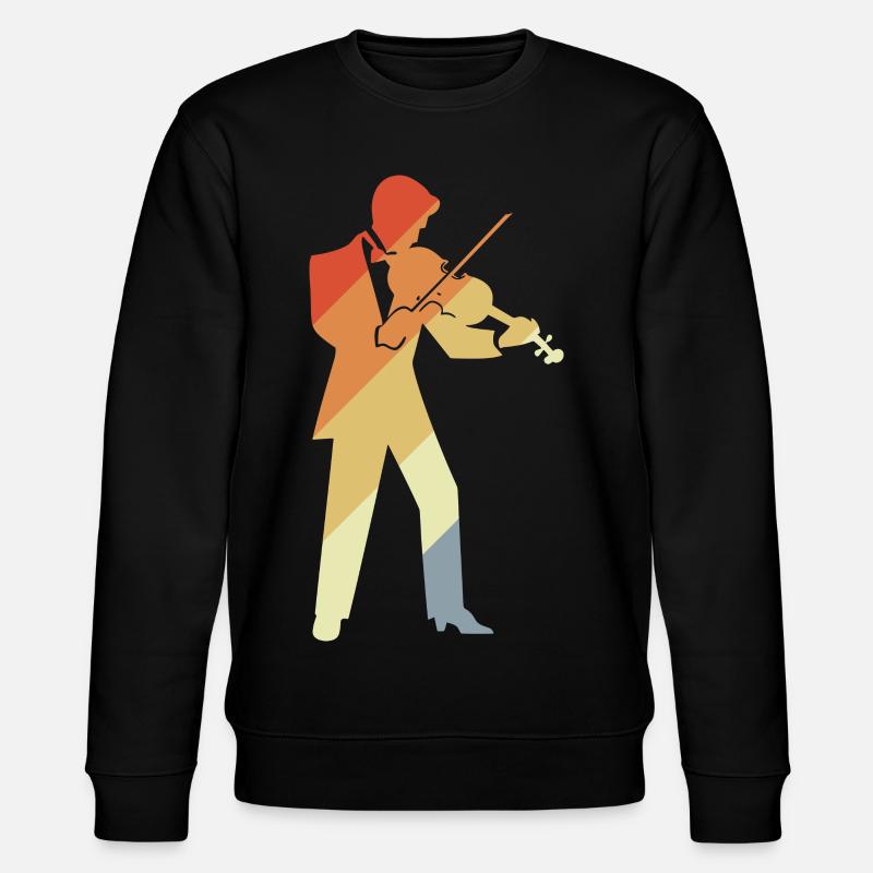 Retro Violin Player Graphic - Stanley/Stella CHANGER Unisex Organic Sweatshirt - black