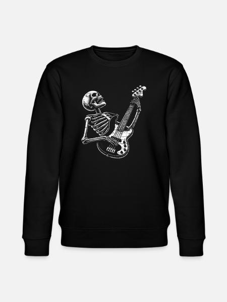 Skeleton Skull with Bass Guitar - Stanley/Stella CHANGER Unisex Organic Sweatshirt - black