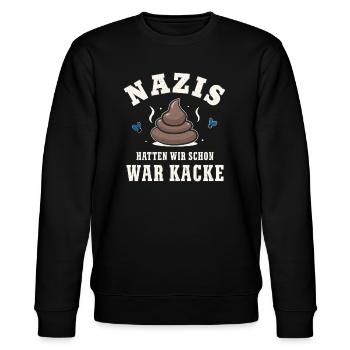 Gegen Nazis Antifaschistisches Statement Design - Stanley/Stella Unisex Bio-Sweatshirt CHANGER  - Schwarz - Vorne - Nik (191cm) & Marisol (170cm)