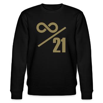 Bitcoin 21 Millionen Limit - Unendlich Wertvoll - Stanley/Stella Unisex Bio-Sweatshirt CHANGER  - Schwarz - Vorne - Nik (191cm) & Marisol (170cm)