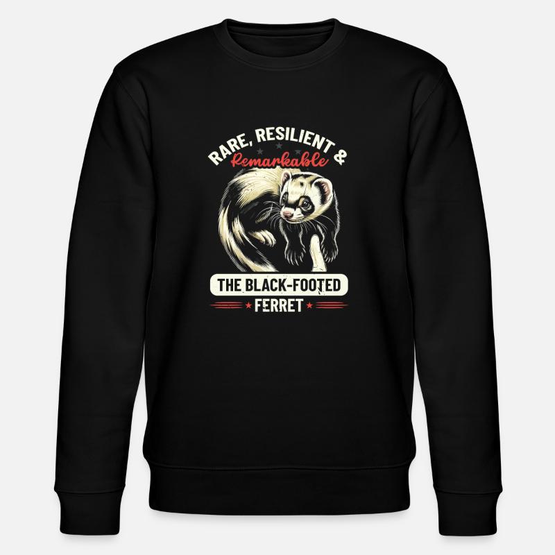 Gefährdete Spezies Schwarzfußfrettchen - Stanley/Stella Unisex Bio-Sweatshirt CHANGER  - Schwarz