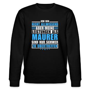 Unsurpassed performance as a bricklayer - Stanley/Stella CHANGER Unisex Organic Sweatshirt - black - Front - Nik (191cm) & Marisol (170cm)