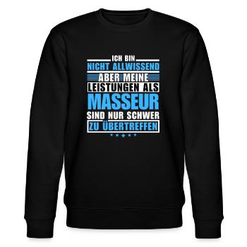 Unsurpassed performance as a massage therapist - Stanley/Stella CHANGER Unisex Organic Sweatshirt - black - Front - Nik (191cm) & Marisol (170cm)
