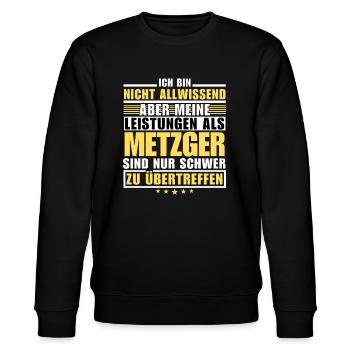 Unübertroffene Leistung als Metzger - Stanley/Stella Unisex Bio-Sweatshirt CHANGER  - Schwarz - Vorne - Nik (191cm) & Marisol (170cm)